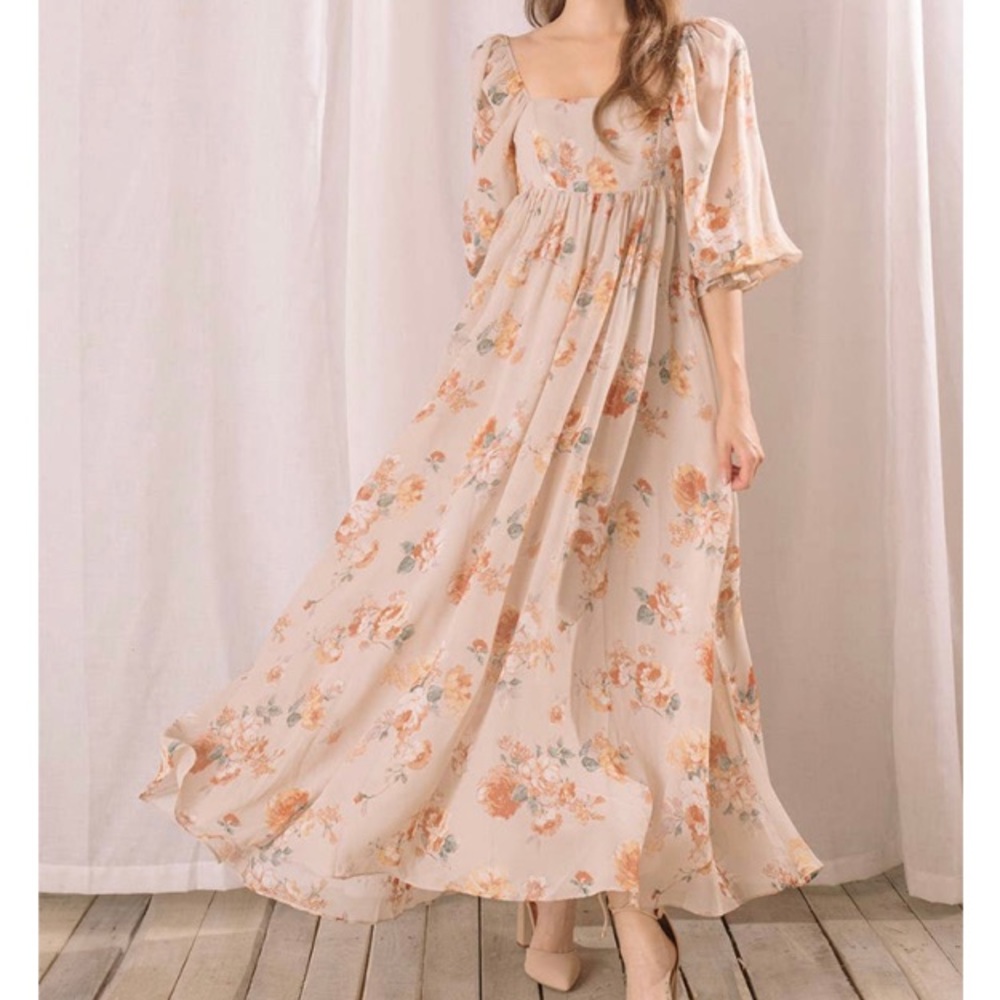 Beige floral maxi